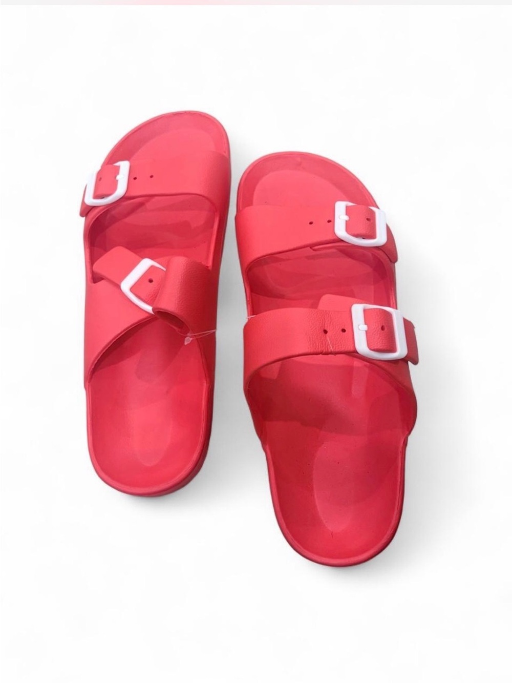 Women’s Red Double-Buckle Slide Sandals